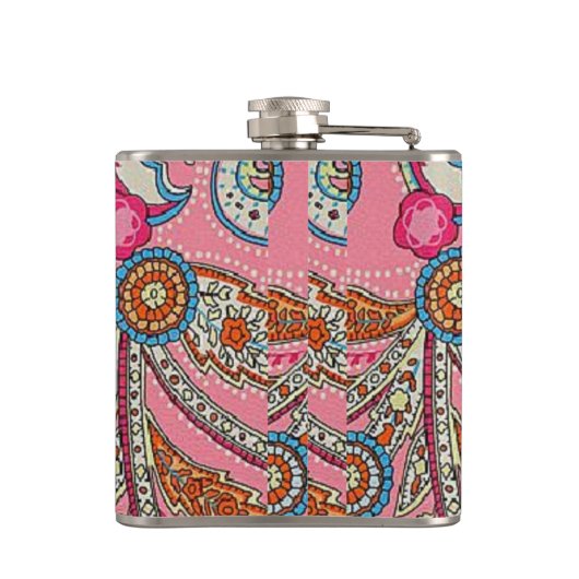 70年代のペイズリーのヒップスターのレトロのヴィンテージのhipflask フラスク (裏面)