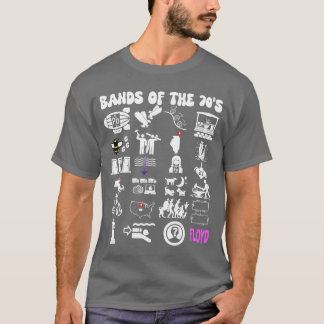 70年代のポップロックバンドのアイコニックでおもしろいナードTシャツ 白 Tシャツ