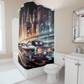 70年代のマッスルカー街 シャワーカーテン (インサイチュ)