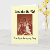 70年代のリンゴのダンプリングの集団の挨拶状を覚えて下さい カード (黄色い花)