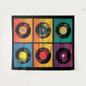 70年代のレコードのパターンレトロ タペストリー (正面(横))
