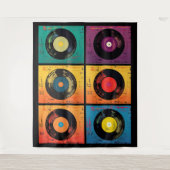 70年代のレコードのパターンレトロ タペストリー (正面)