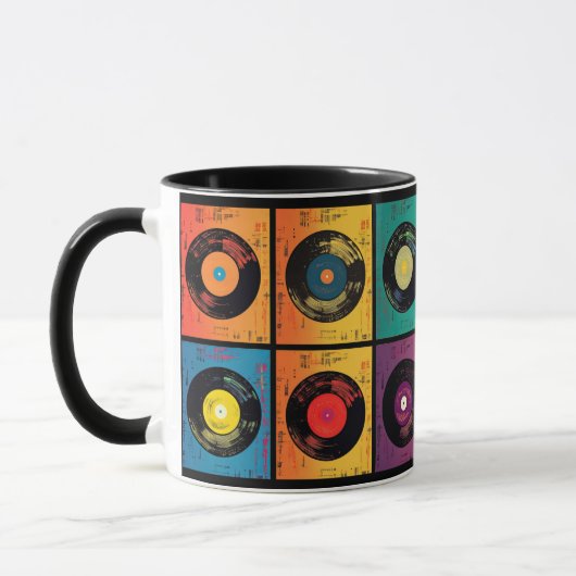 70年代のレコードのパターンレトロ マグカップ (左)