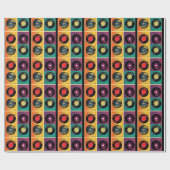 70年代のレコードのパターンレトロ ラッピングペーパー (フラット)