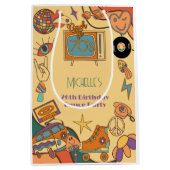 70年代のレトロなグルービー大人の誕生日に戻る ミディアムペーパーバッグ (正面)