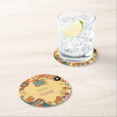 70年代のレトロなグルービー大人の誕生日に戻る ラウンドペーパーコースター (インサイチュ)