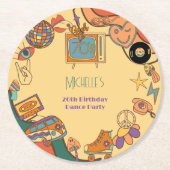 70年代のレトロなグルービー大人の誕生日に戻る ラウンドペーパーコースター (正面)