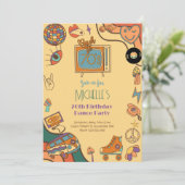 70年代のレトロなグルービー誕生日に戻る 招待状 (スタンド正面)