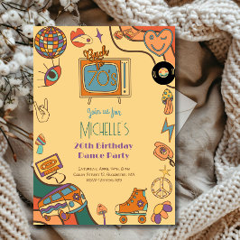 70年代のレトロなグルービー誕生日に戻る 招待状
