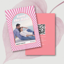 70年代のレトロなピンクのインスパイアスン結婚レイ セーブザデート