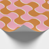 70年代のレトロなヴィンテージ波形(金ゴールドとピンク) ラッピングペーパー (角)