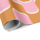 70年代のレトロなヴィンテージ波形(金ゴールドとピンク) ラッピングペーパー (ロールコーナー)