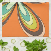 70年代のレトロな春ヒッピーのフラワーパワー キッチンタオル (折り畳み)