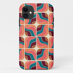70年代のレトロな波形ジオメト葉リ iPhone 11 ケース