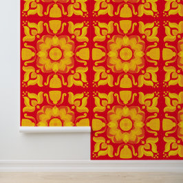 70年代のレトロな花柄 壁紙