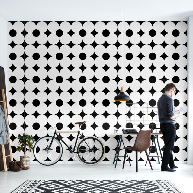 70年代のレトロな花柄 壁紙 (リビング)