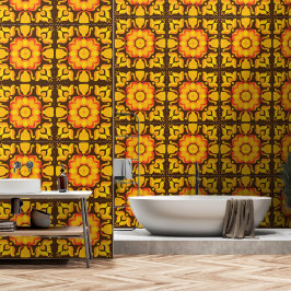 70年代のレトロな花柄 壁紙