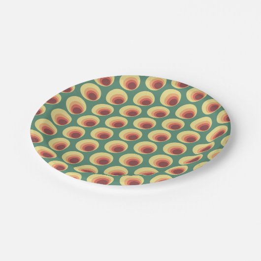 70年代のレトロな雰囲気を纏った円形パターン ペーパープレート (アングル)