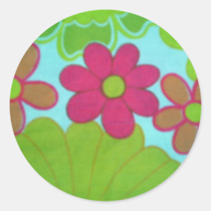 70年代のレトロの花 ラウンドシール