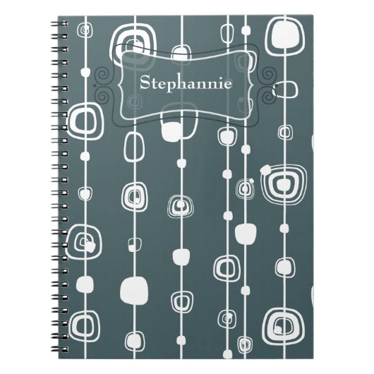 70年代のレトロブルースクウェア1950スパイラルノートブック ノートブック (正面)