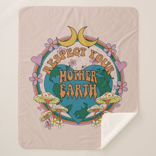 70年代のレトロマザーアース・グラフィック シェルパブランケット (正面)