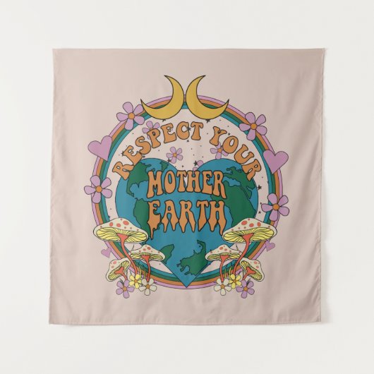 70年代のレトロマザーアース・グラフィック タペストリー (正面)