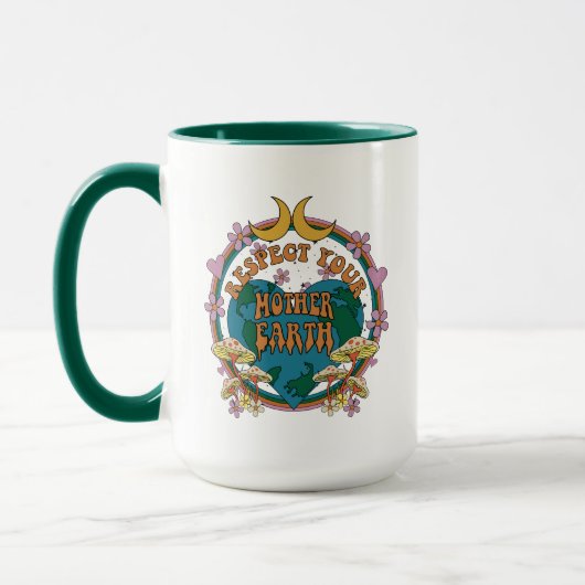 70年代のレトロマザーアース・グラフィック マグカップ (左)