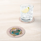 70年代のレトロマザーアース・グラフィック ラウンドペーパーコースター (インサイチュ)