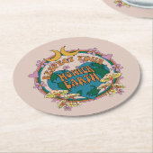 70年代のレトロマザーアース・グラフィック ラウンドペーパーコースター (アングル)