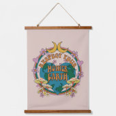 70年代のレトロマザーアース・グラフィック 吊り下げ型タペストリー (正面)