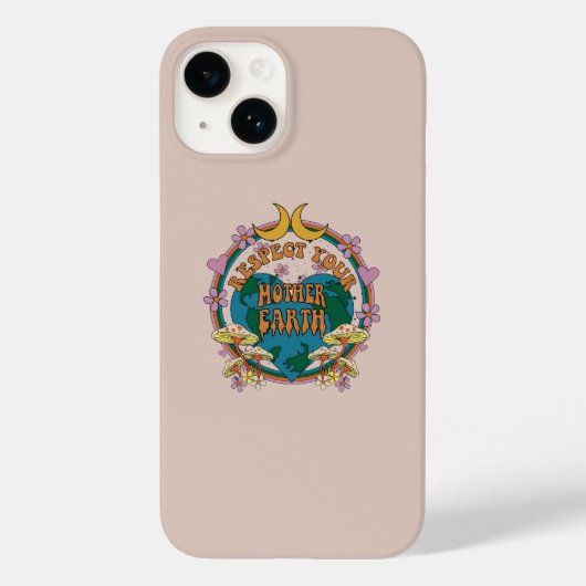 70年代のレトロマザーアース・グラフィック Case-Mate iPhoneケース (裏面)