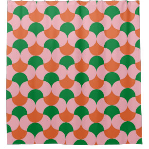 70年代のレトロヴィンテージパターン背景画, 70年代, ge シャワーカーテン