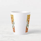 70年代のレトロ笑顔デイジー花 カフェラテマグ (正面)