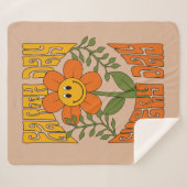 70年代のレトロ笑顔デイジー花 シェルパブランケット (正面(横))