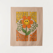 70年代のレトロ笑顔デイジー花 タペストリー (正面)