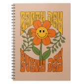 70年代のレトロ笑顔デイジー花 ノートブック (正面)