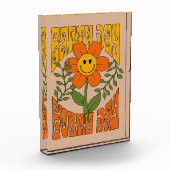 70年代のレトロ笑顔デイジー花 フォトブロック (左)