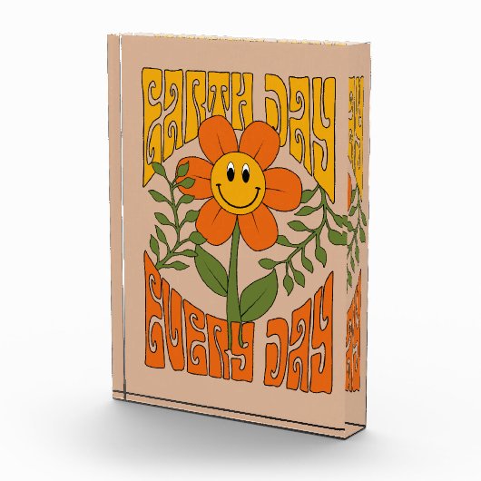 70年代のレトロ笑顔デイジー花 フォトブロック (右)