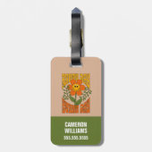 70年代のレトロ笑顔デイジー花 ラゲッジタグ (裏面縦)