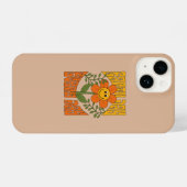 70年代のレトロ笑顔デイジー花 iPhoneケース (裏面横)