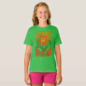 70年代のレトロ笑顔デイジー花 Tシャツ (正面フル)