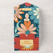 70年代のレトロ結婚フローラ オールインワン招待状 (外側)