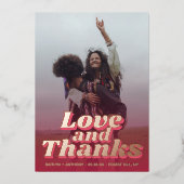 70年代のレトロGroovy Vivaマゼンダ結婚ンありがとう 箔招待状 (正面)