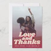 70年代のレトロGroovy Vivaマゼンダ結婚ンの写真 サンキューカード (正面)