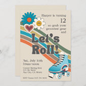 70年代のローラー・スケート・バースデー・パーティー招待状 招待状 (正面/裏面)