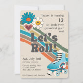 70年代のローラー・スケート・バースデー・パーティー招待状 招待状 (正面)