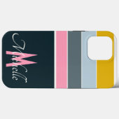 70年代のヴィンテージストライプパターンガーリーモノグラムイニシャル Case-Mate iPhoneケース (裏面 (横))