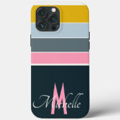 70年代のヴィンテージストライプパターンガーリーモノグラムイニシャル Case-Mate iPhoneケース (裏面)