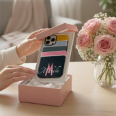 70年代のヴィンテージストライプパターンガーリーモノグラムイニシャル Case-Mate iPhoneケース