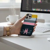 70年代のヴィンテージストライプパターンガーリーモノグラムイニシャル Case-Mate iPhoneケース